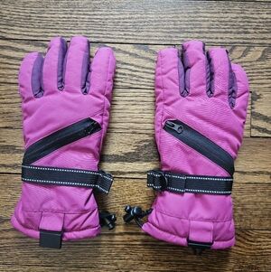 all in motion Girls Pink Insulated Ski Mittens with Adjustable Strap